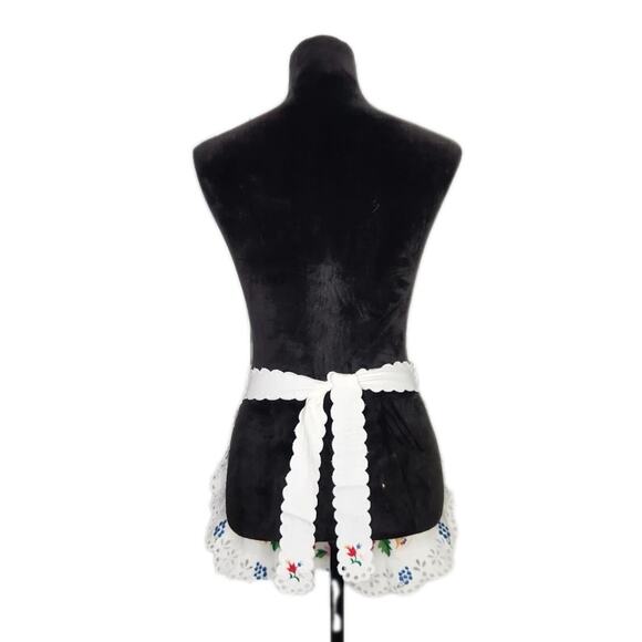 Vintage Hungarian Apron Matyo Kalocsa Embroidery Folk White Edges Handmade - Picture 3 of 8